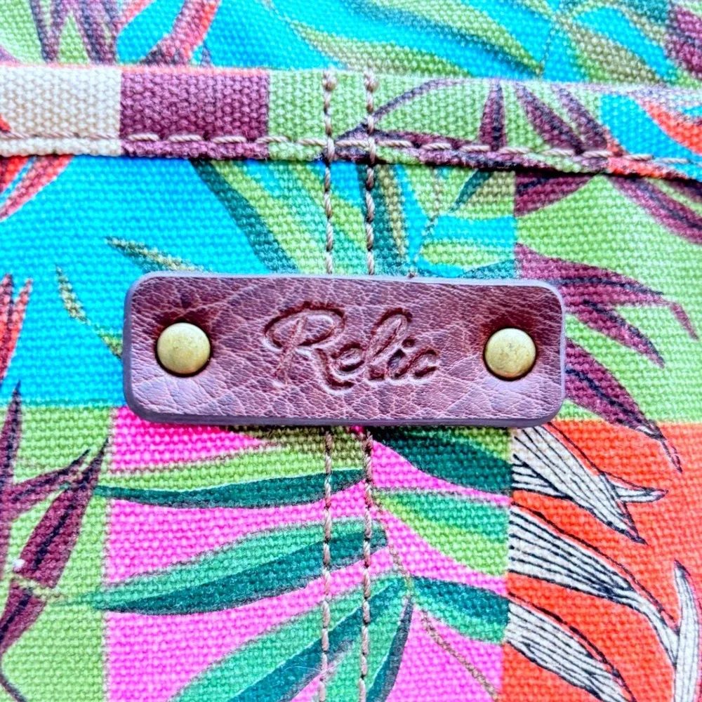 Color Block Palms Design Canvas Short Hobo Purse 13 × 8
